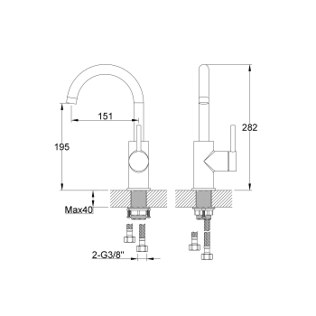 Kohlman Axel Axel Robinet de chiuvetă vertical cu gură pivotantă QB150A Cromat